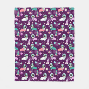 Couverture Polaire Corgi tricolore dans le violet spatial