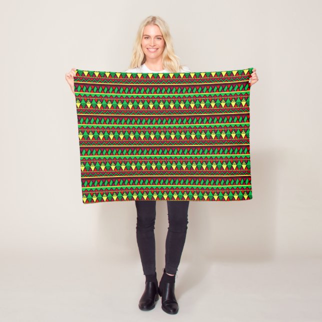 Couverture Polaire Correspondance Kwanzaa Jaune Rouge Noir Vert Petit (En situation)