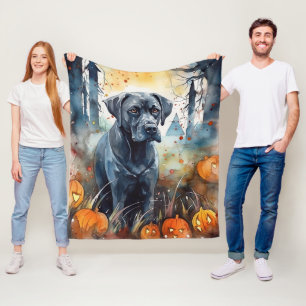 Couverture Polaire Corso De Canne D'Halloween Avec Peur Citrouille