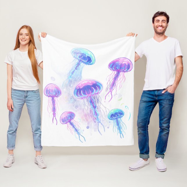 Couverture Polaire Cosmic Jellyfish Glow (En situation)