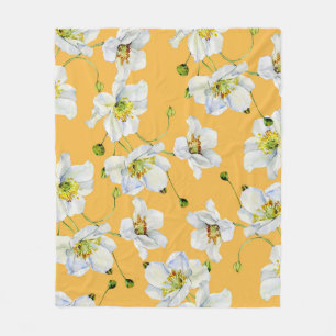 Couverture Polaire Cosmos, aquarelle, transparent, motif floral.