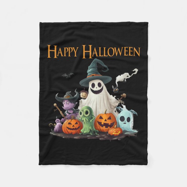 Couverture Polaire Costume d'Halloween Ghost mignon Joyeux Fantôme d' (Devant)
