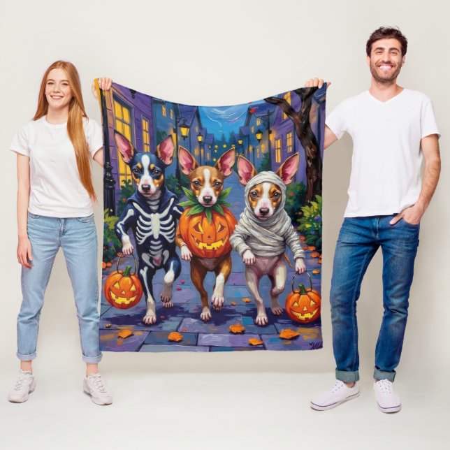 Couverture Polaire Costumes d'Halloween de Rat Terrier (En situation)