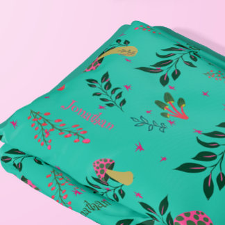 Couverture Polaire Cosy Aqua Green Champhrooms et Motif botanique