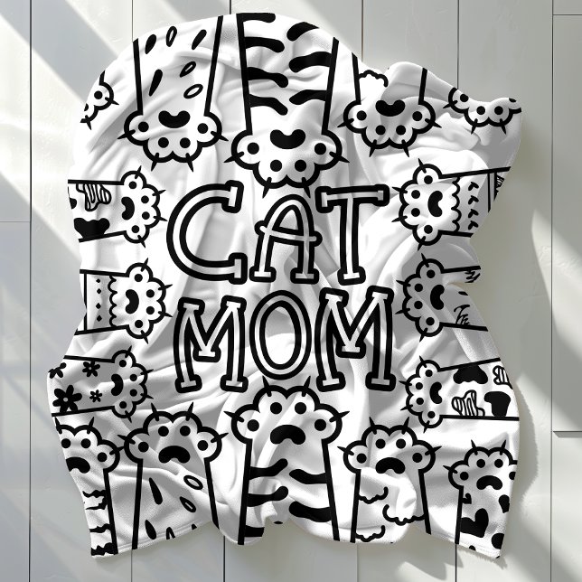 Couverture Polaire Cosy Cat Maman pour Amoureux de les chats (Cozy Cat Mom for Cat Lovers Fleece Blanket)