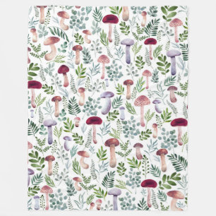 Couverture Polaire Cosy Watercolor Champignons Motif
