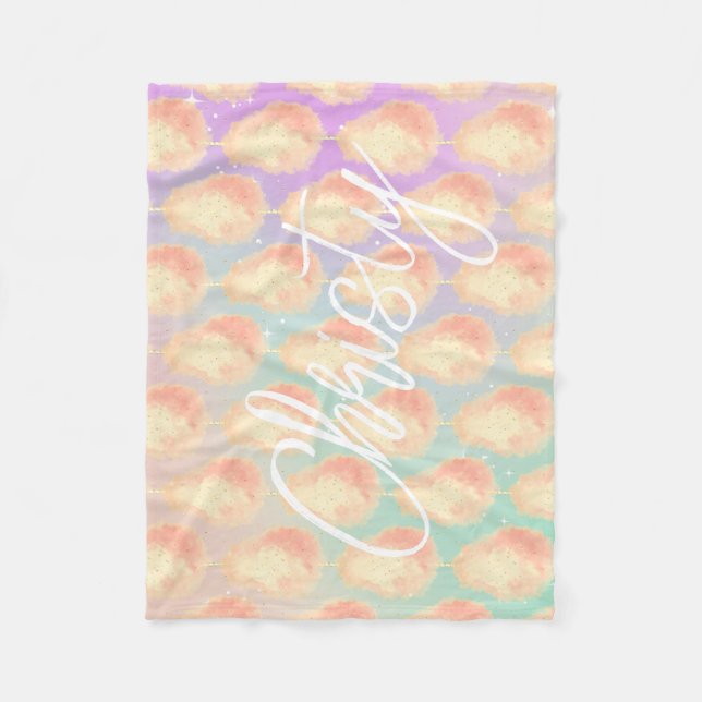 Couverture Polaire Coton bonbon étoile poussière pêche turquoise viol (Devant)