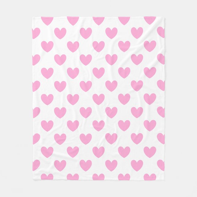 Couverture Polaire Coton Candy Pink coeurs sur blanc (Devant)