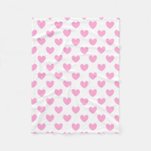 Couverture Polaire Coton Candy Pink coeurs sur blanc