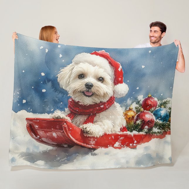 Couverture Polaire Coton De Tulear dans la boue Laisser passer la nei (En situation)