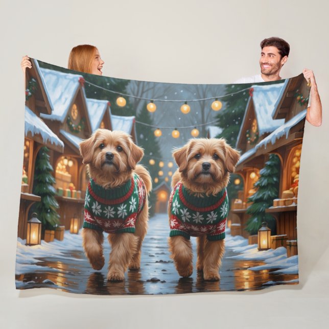 Couverture Polaire Coton De Tulear Dogs Christmas Snow Holiday (En situation)