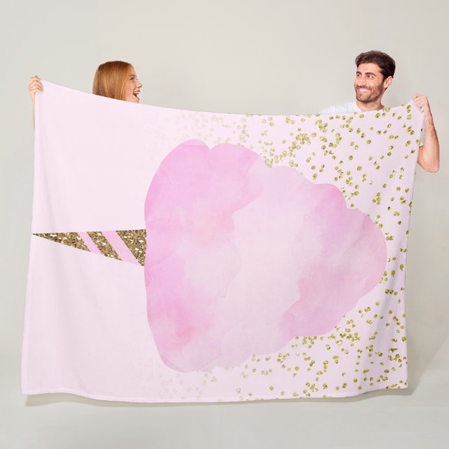Couverture Polaire Coton rose Bonbon & Parties scintillant or Whimsic (En situation)