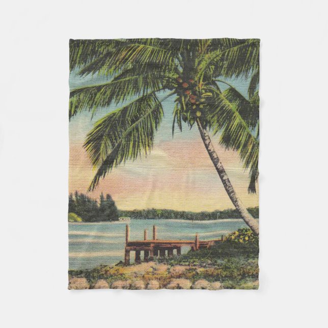 Couverture Polaire Coucher de soleil de brise tropicale vintage de co (Devant)