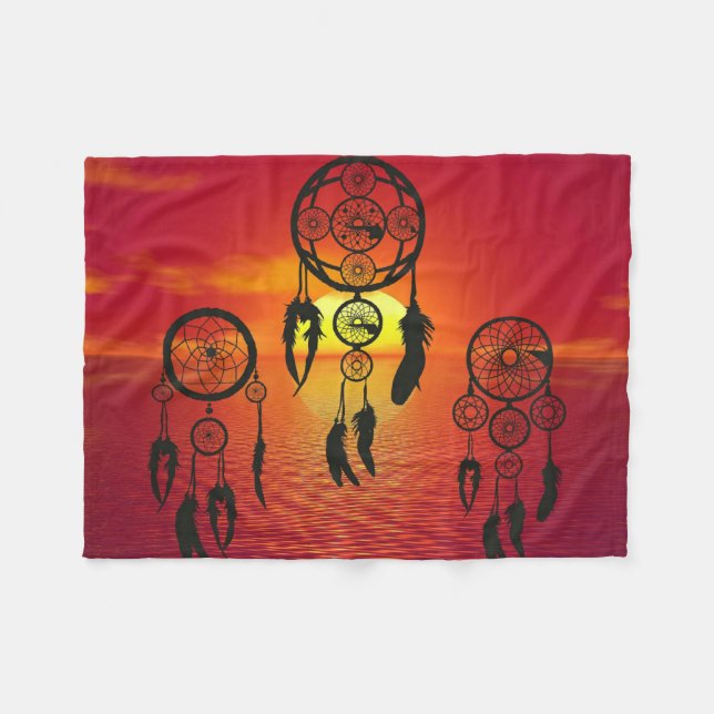 Couverture Polaire Coucher de soleil Dreamcatcher (Devant (Horizontal))
