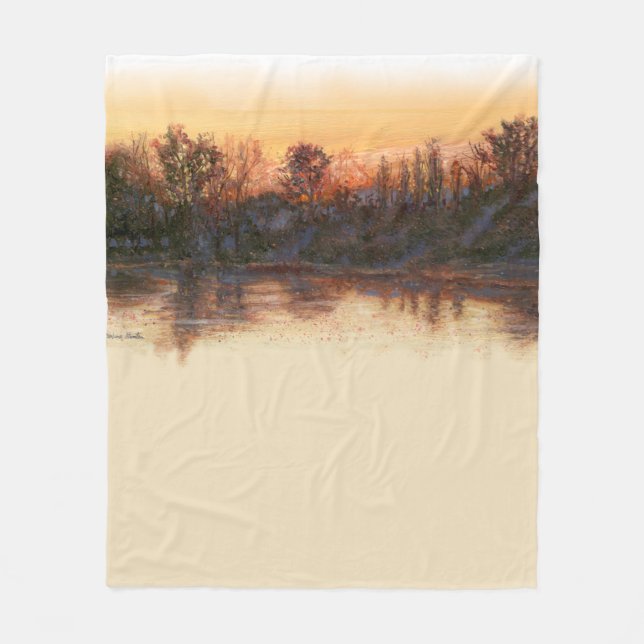 Couverture Polaire Coucher de soleil sur la rivière (Devant)