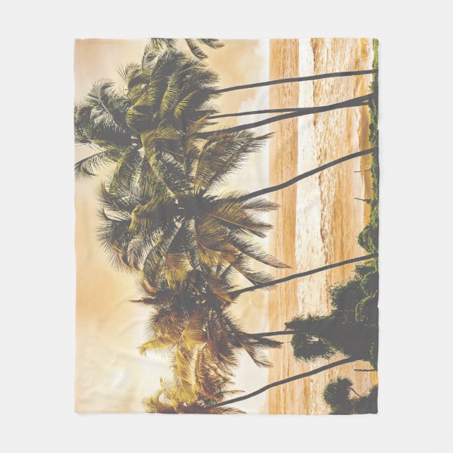 Couverture Polaire Coucher de soleil sur les palmiers : Goa Vintage (Devant)