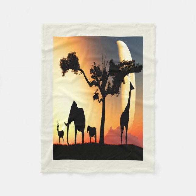 Couverture Polaire Coucher du soleil africain (Devant)