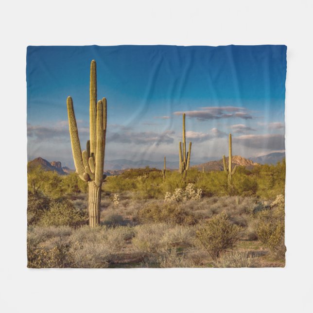 Couverture Polaire Coucher du soleil de cactus en Arizona (Devant (Horizontal))