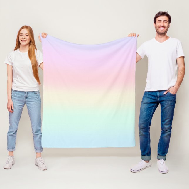 Couverture Polaire Couleur Aquarelle bleu arc-en-ciel (En situation)