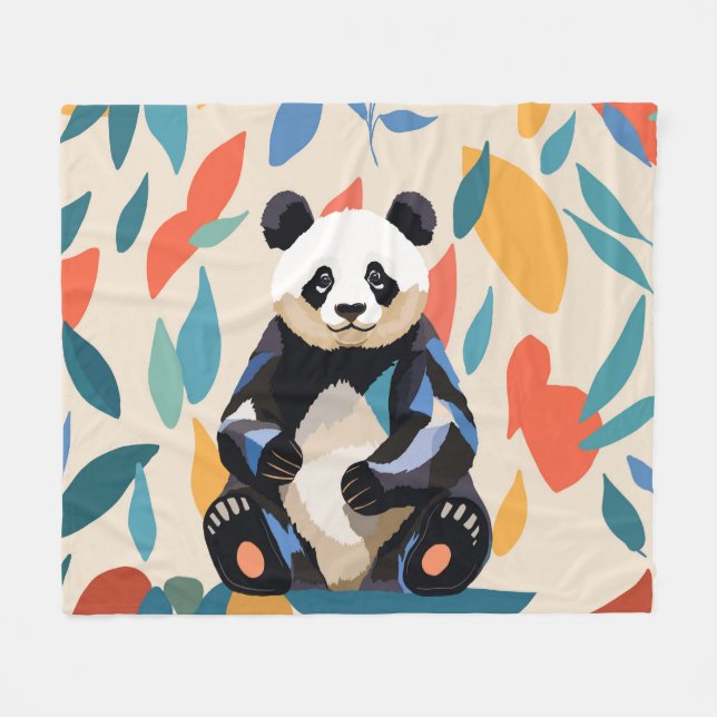 Couverture Polaire Couleur assis Panda Ours Matisse Inspiré (Devant (Horizontal))