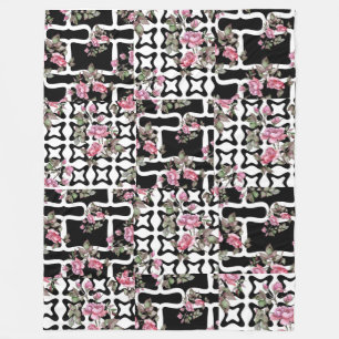 Couverture Polaire Couleur d'eau couleur rose noire/blanche