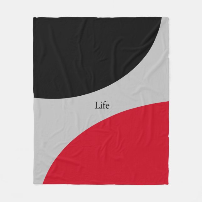 Couverture Polaire Couleur moderne noir rouge et argent (Devant)