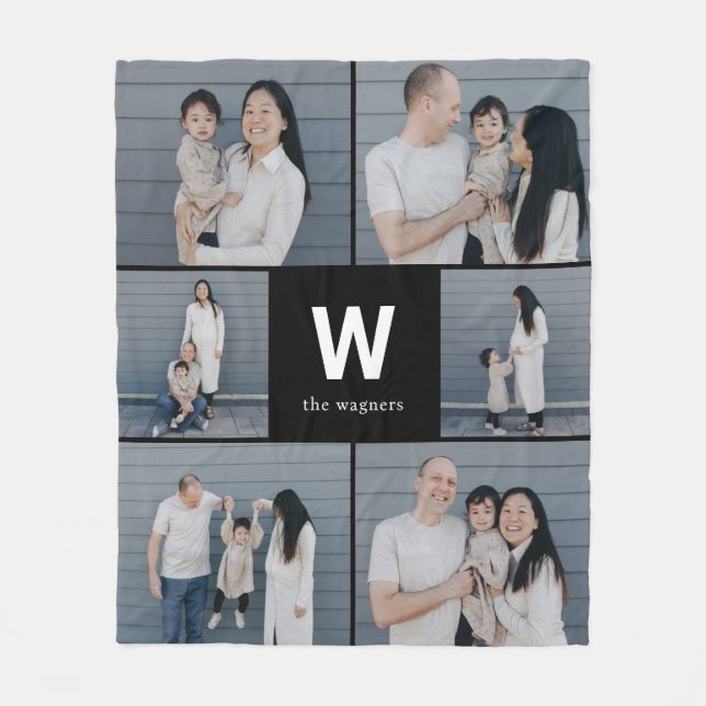 Couverture Polaire Couleur modifiable de monogramme en gras couvertur (Devant)