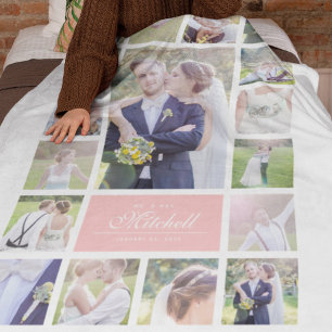 Couverture Polaire Couleur personnalisée Élégant Script Mr & Mrs Coll