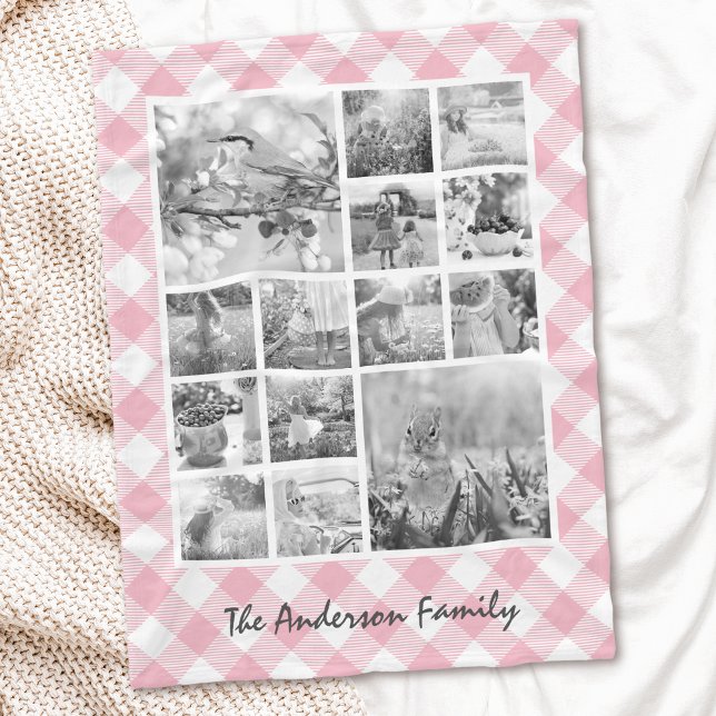 Couverture Polaire Couleur personnalisée Flanel Plaid Photo Collage b (Créateur téléchargé)