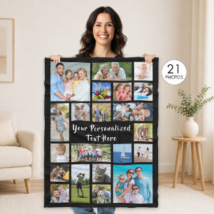 Couverture Polaire Couleur personnalisée moderne 21 Photo Collage pho