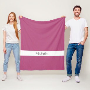 Couverture Polaire Couleur solide rose chaud Élégant Monogramme