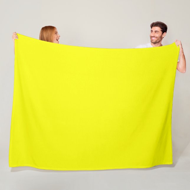 Couverture Polaire Couleur uni jaune néon (En situation)