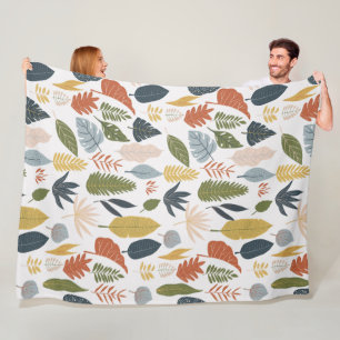 Couverture Polaire Couleurs automne feuille Colorful orange bleu blan