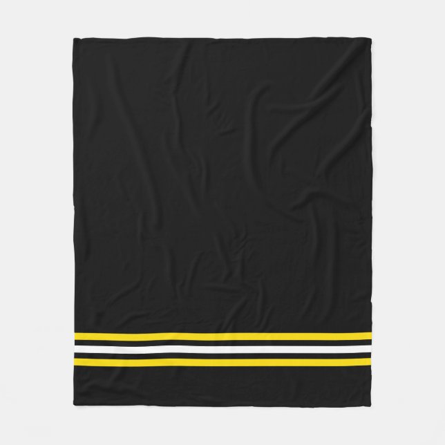 Couverture Polaire Couleurs de l'école Noir Blanc Or Jaune (Devant)
