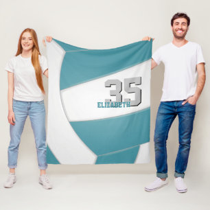 Couverture Polaire Couleurs de l'équipe de volley-ball blanc turquois