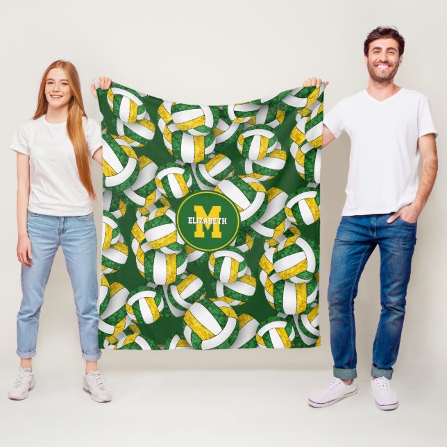 Couverture Polaire couleurs de l'équipe de volley-ball en or vert gir (En situation)