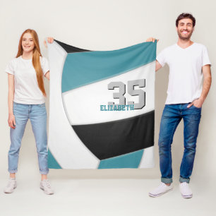 Couverture Polaire Couleurs de l'équipe de volley-ball noir turquoise