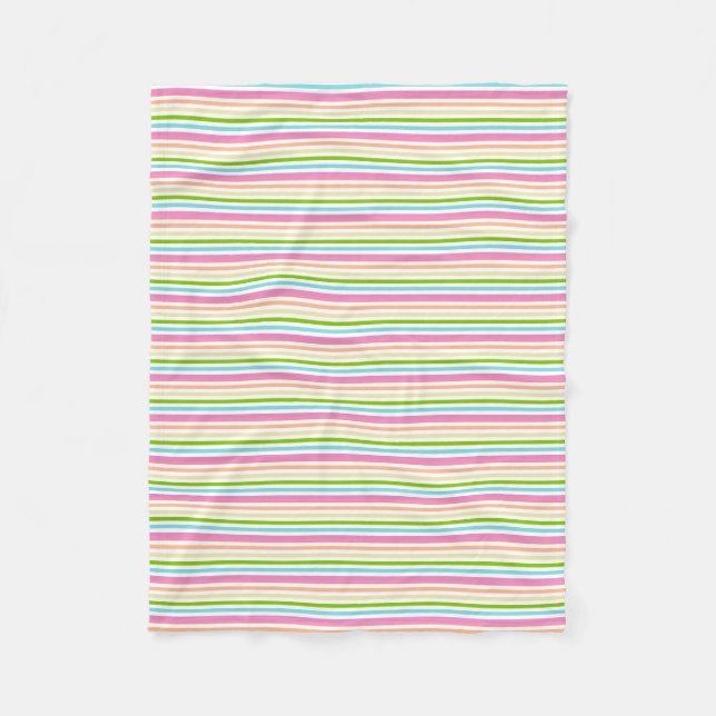 Couverture Polaire Couleurs tendance Jaune Vert Rose Blanc rayé (Devant)