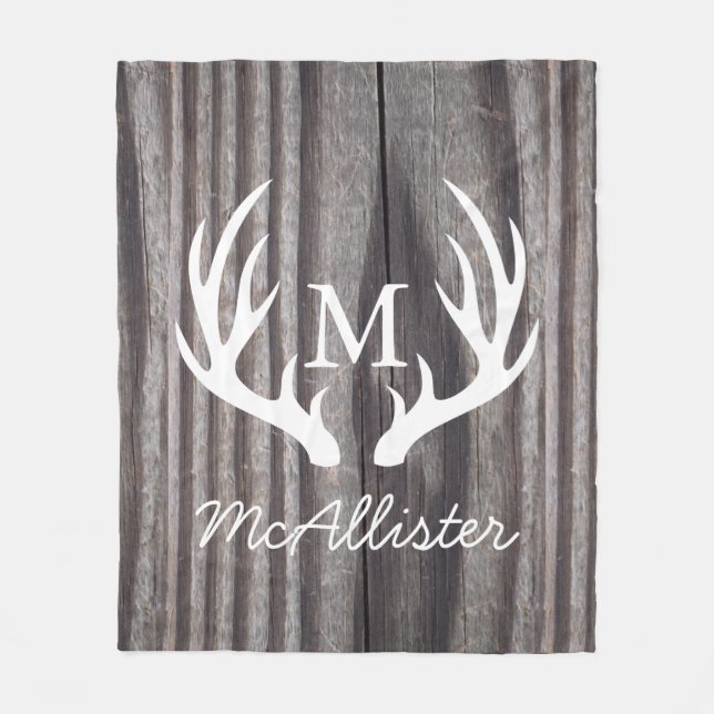 Couverture Polaire Country Grey Bois Cerf Antlers Personnalisé (Devant)