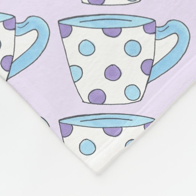 Couverture Polaire Coupes Tea Party Polka bleu violet (Coin)
