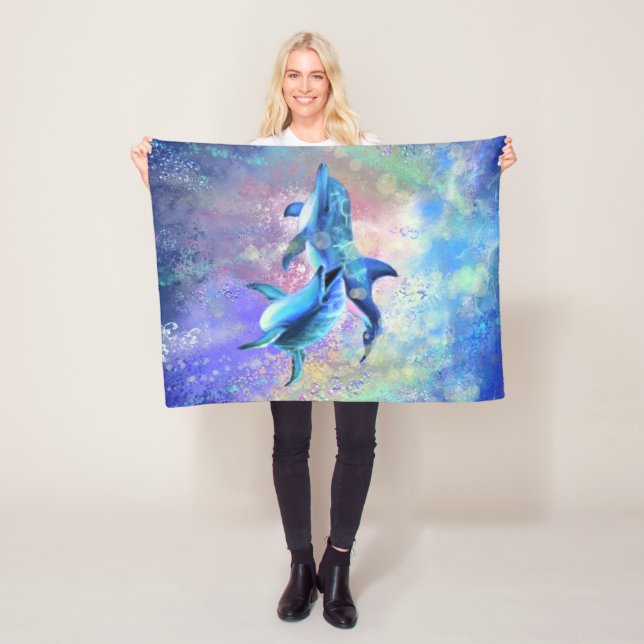 Couverture Polaire Couple Dolphin Baby Fleece Blanket (En situation)