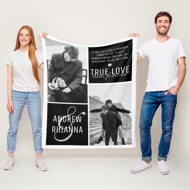 Couverture Polaire Couple True Love 2 Photo & Citation (En situation)