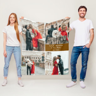 Couverture Polaire Couples modernes 4 Photo Collage