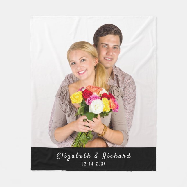 Couverture Polaire Couples photo personnalisés Texte personnalisé (Devant)