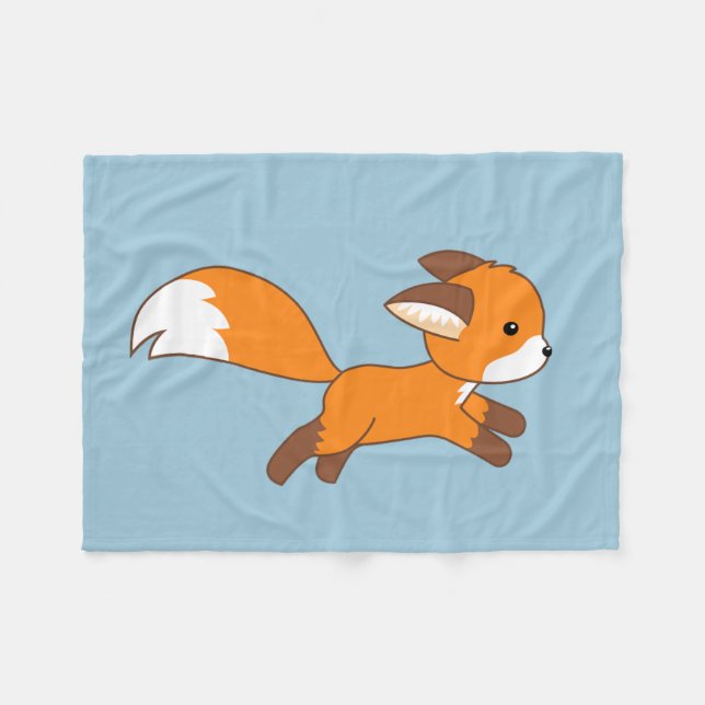 Couverture Polaire Coureur de renard sur bleu (Devant (Horizontal))