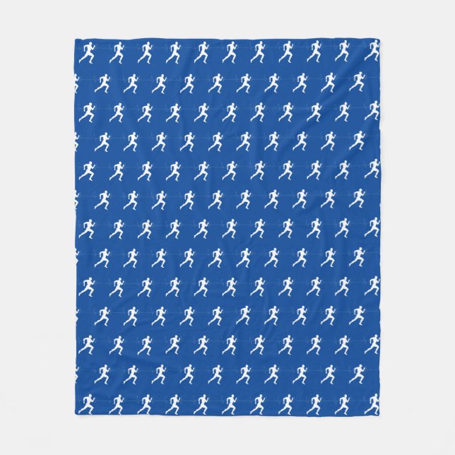 Couverture Polaire Coureurs de marathon en bleu (Devant)