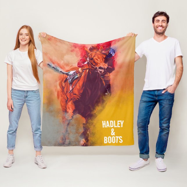 Couverture Polaire Course de chevaux personnalisée Nom personnalisé C (En situation)