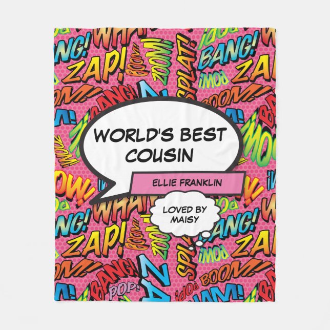 Couverture Polaire Cousin Girl rose amusant Cool de bande dessinée (Devant)