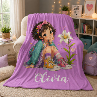 Couverture Polaire Coussin personnalisé avec prénom de fille, cadeau 