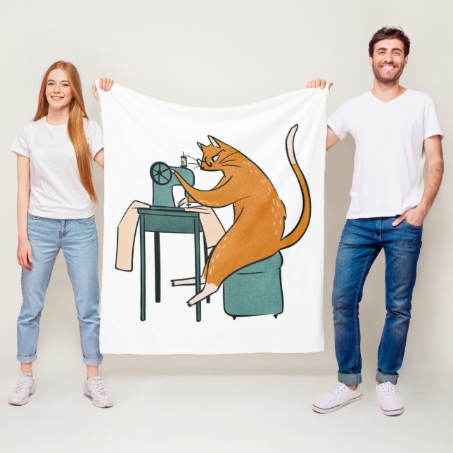Couverture Polaire Couture vintage de chat (En situation)